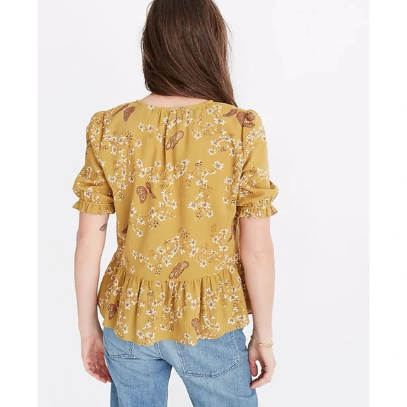 Madewell Courtyard Ruffle-Hem Top in Butterfly Sanctuary - Picture 3 of 10